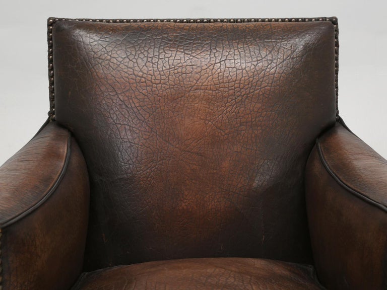 French Leather Club Chair In An Elephant Pattern Embossed Cowhide