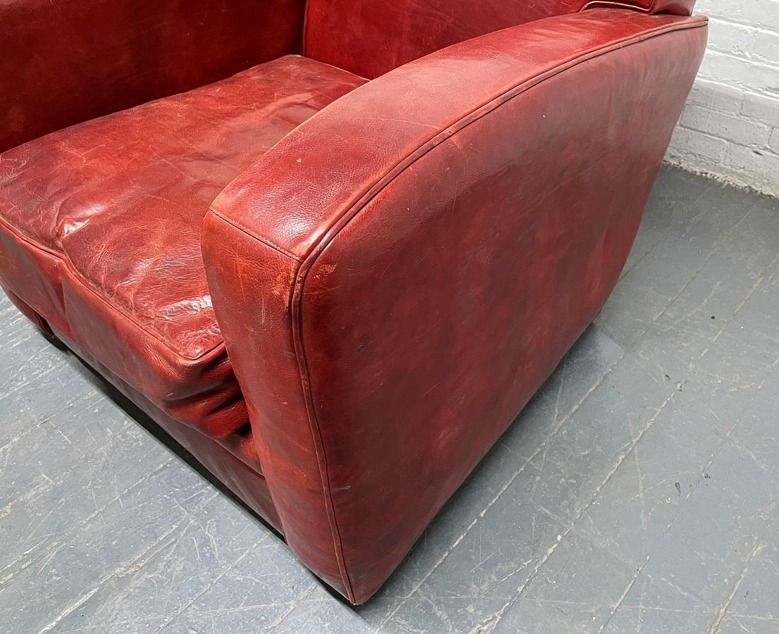 French Leather Lounge Chair Manner of Dominique 1