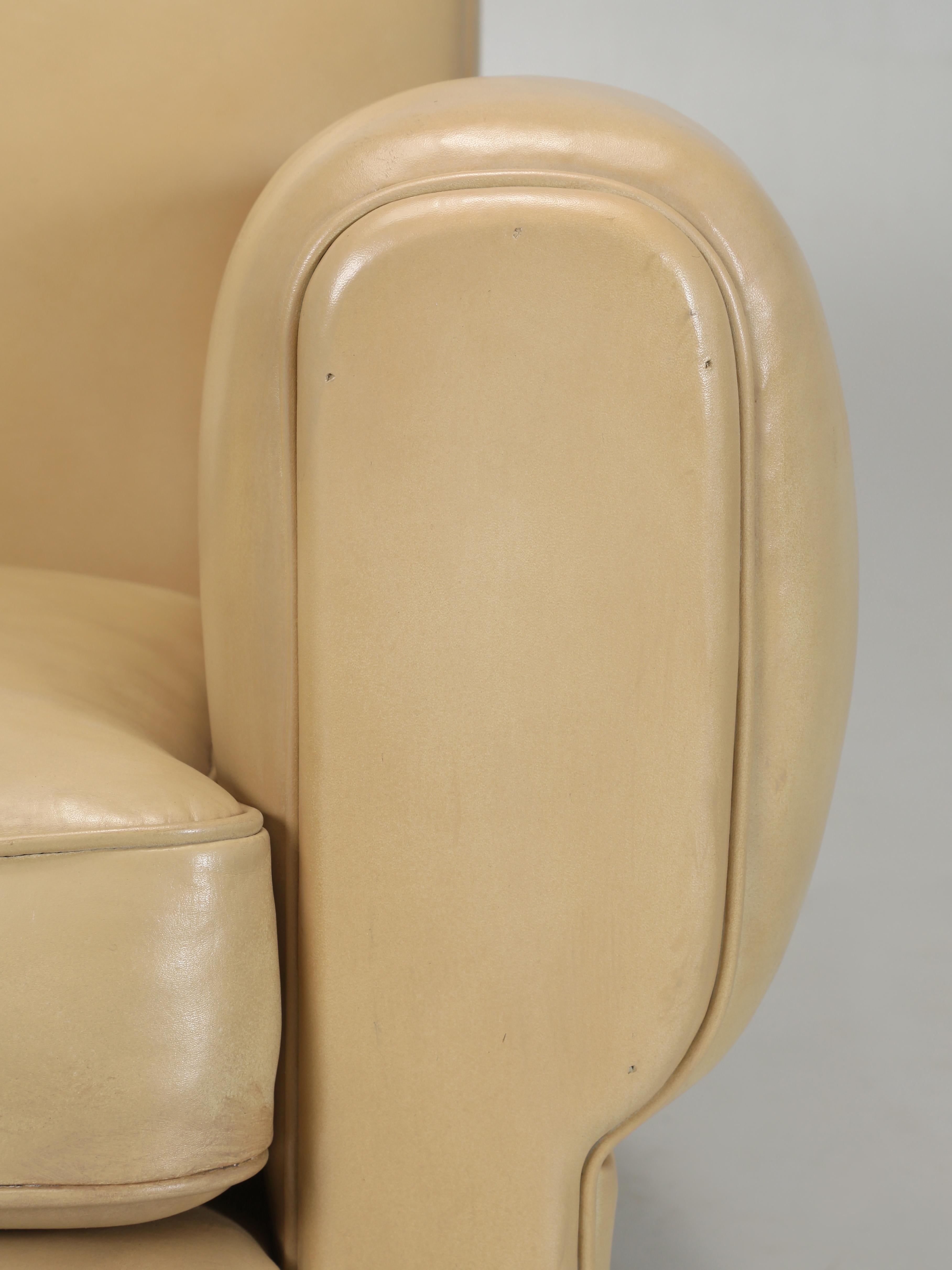 Mid-20th Century French Leather Club Chair Properly Restored from Frame Up. Horsehair, Coco Fiber For Sale