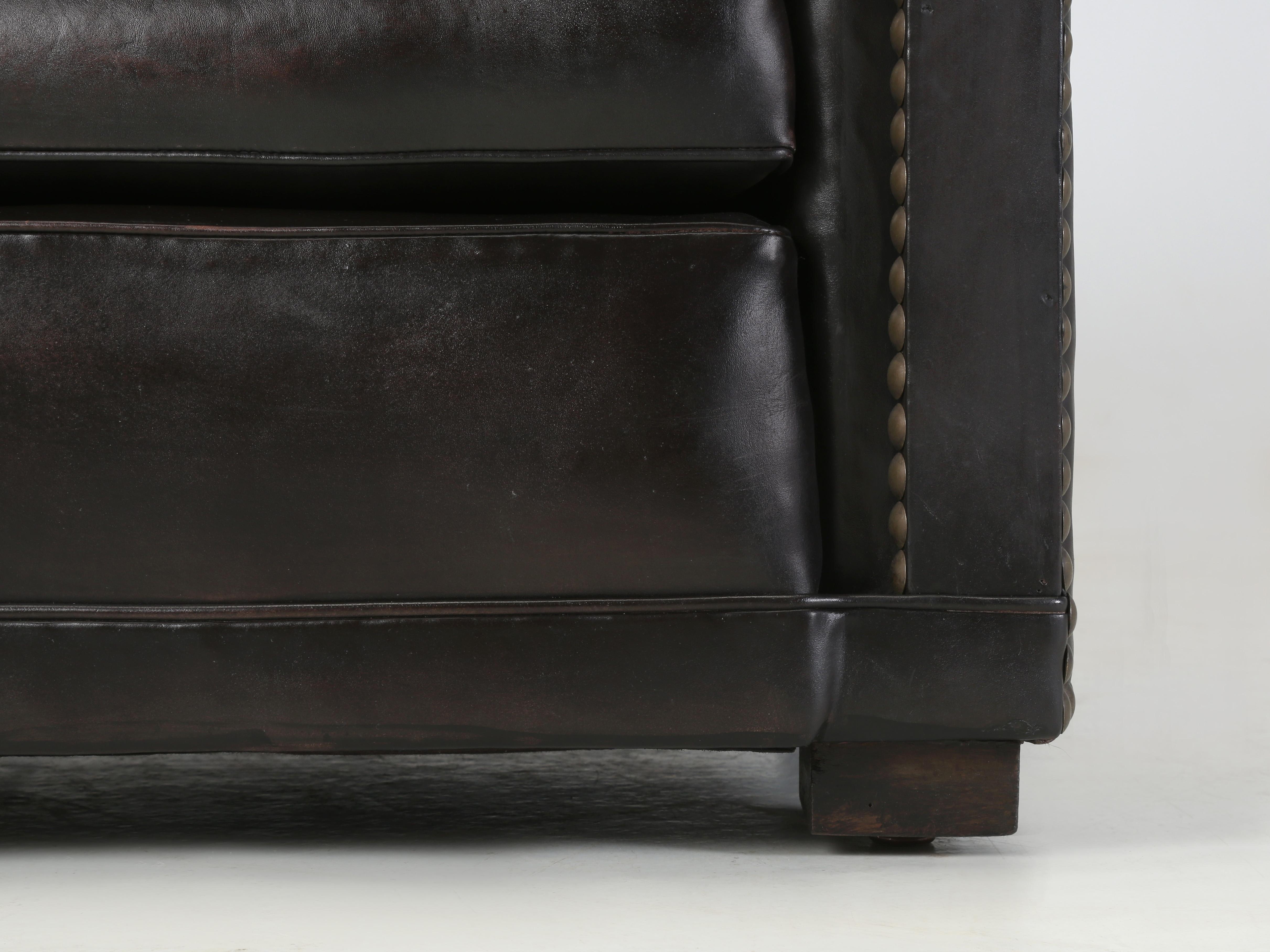 French Leather Club Chair Restored Ground Up, Incredibly Comfortable Rare Design 5