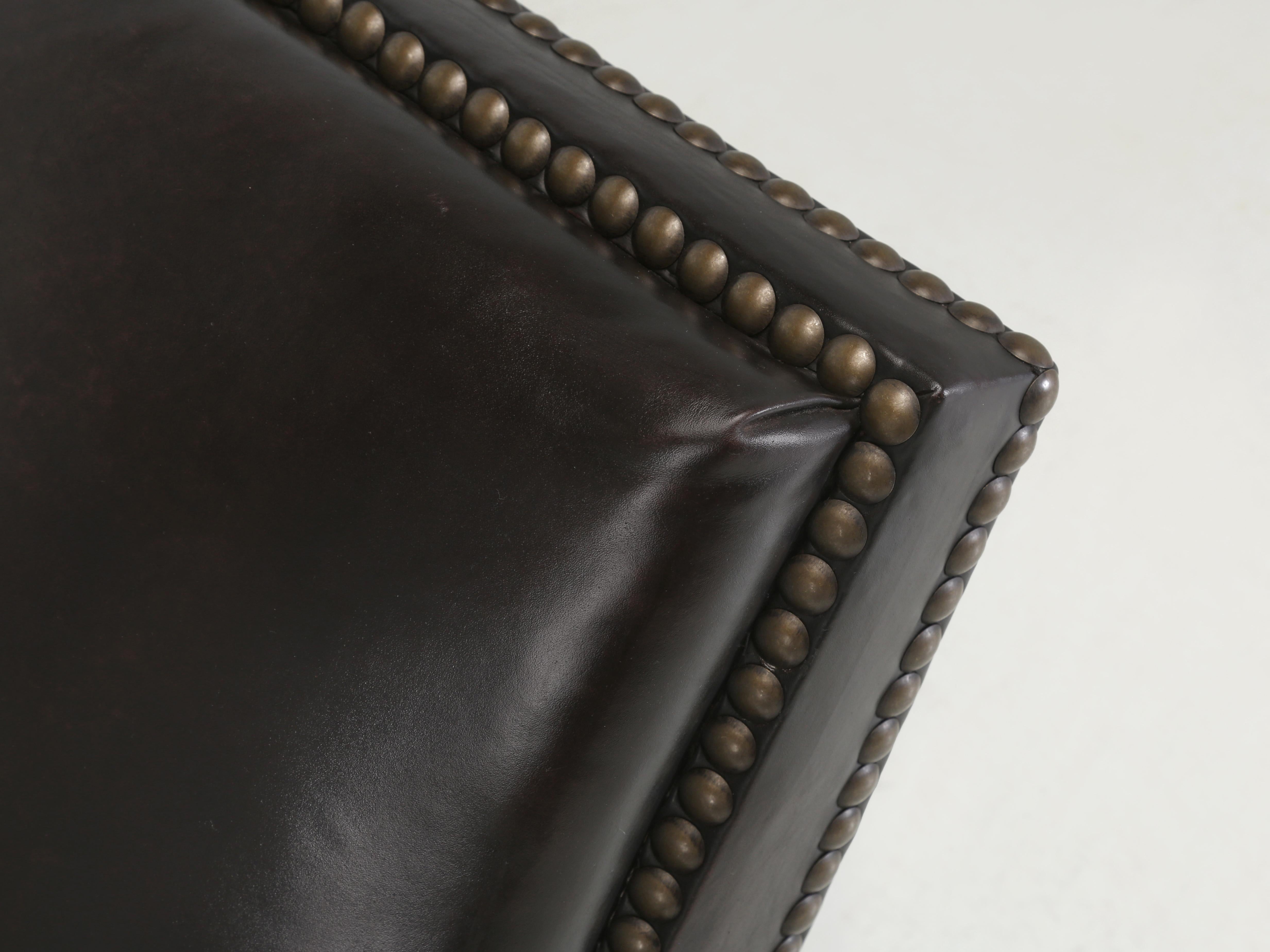 Dyed French Leather Club Chair Restored Ground Up, Incredibly Comfortable Rare Design