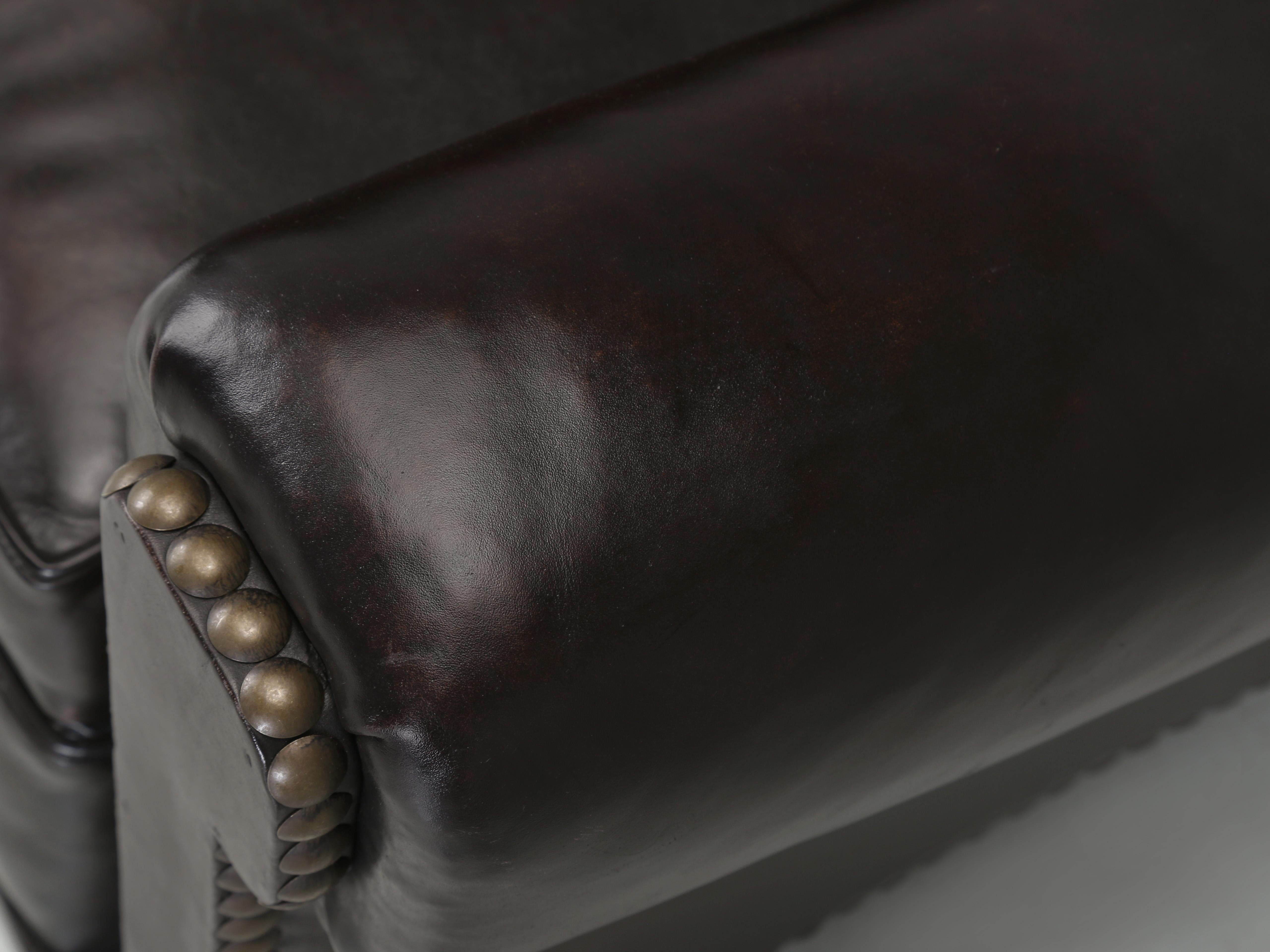 French Leather Club Chair Restored Ground Up, Incredibly Comfortable Rare Design 1