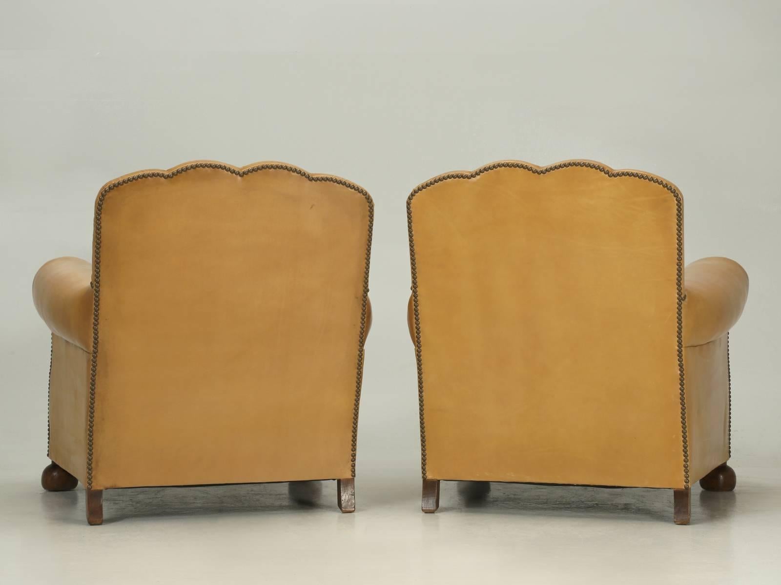 French Leather Club Chairs, Completely Restored from the Bare Frame 4