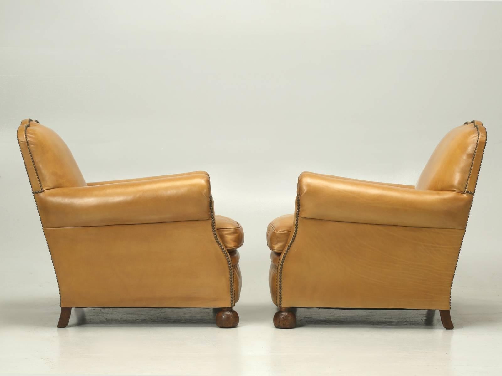 French Leather Club Chairs, Completely Restored from the Bare Frame 3