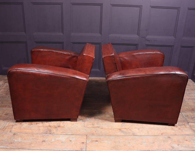 French Leather Club Chairs c1950 For Sale at 1stDibs