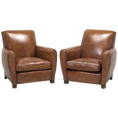 French Leather Club Chairs, Completely Restored from the Frame Up