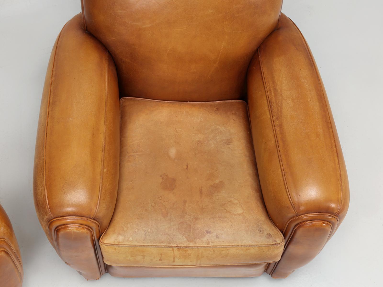 French Leather Club Chairs, in Spectacular All Original Condition 4