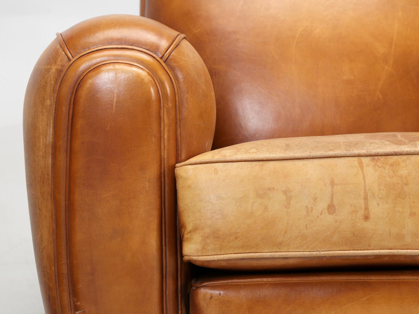 French Leather Club Chairs, in Spectacular All Original Condition 10