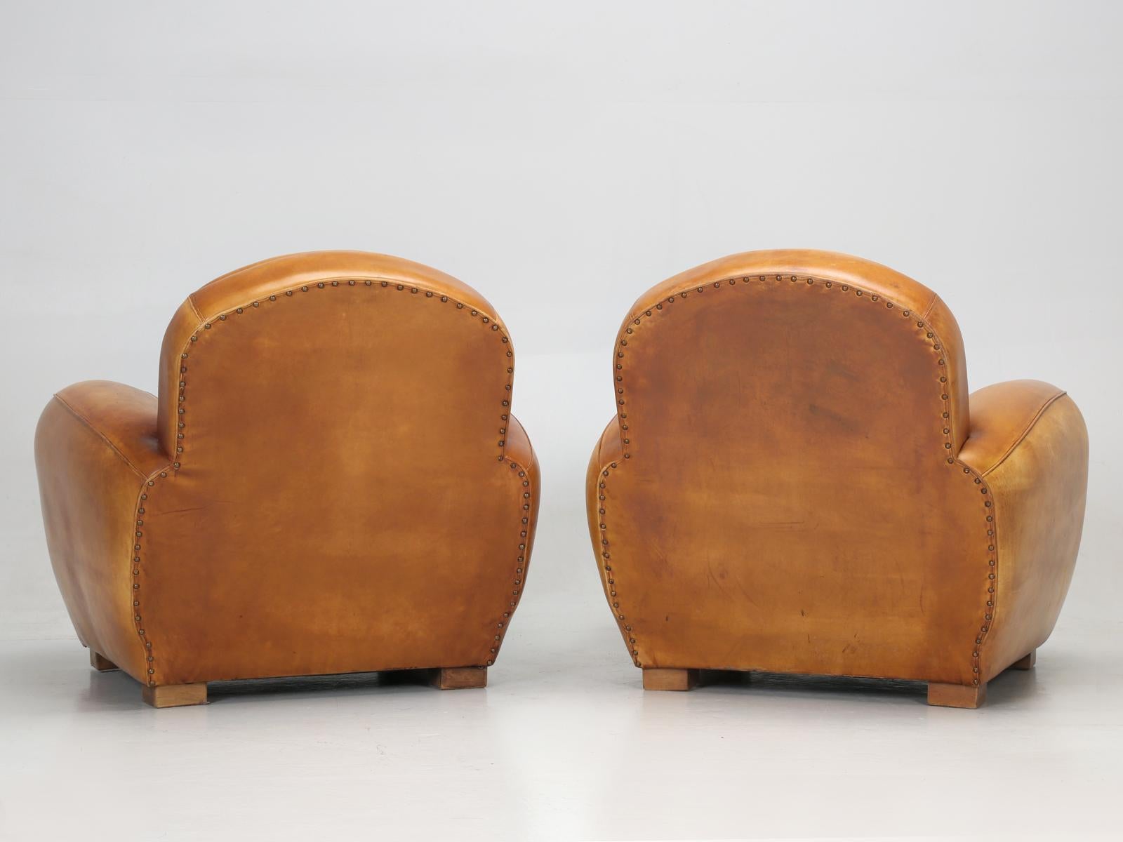 French Leather Club Chairs, in Spectacular All Original Condition 14