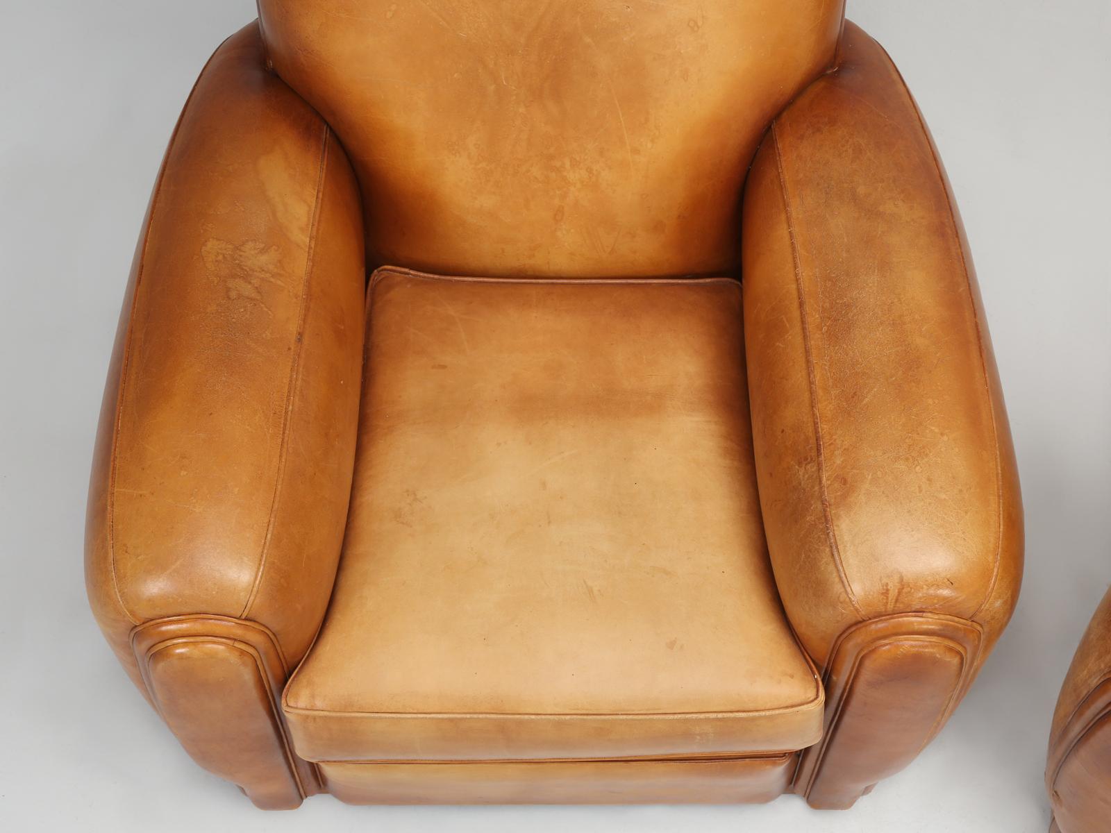 French Leather Club Chairs, in Spectacular All Original Condition 2