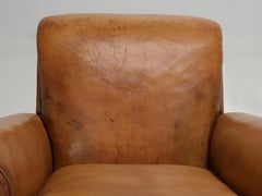 French Leather Club Chairs Properly Restored from Inside Out, Original Leather