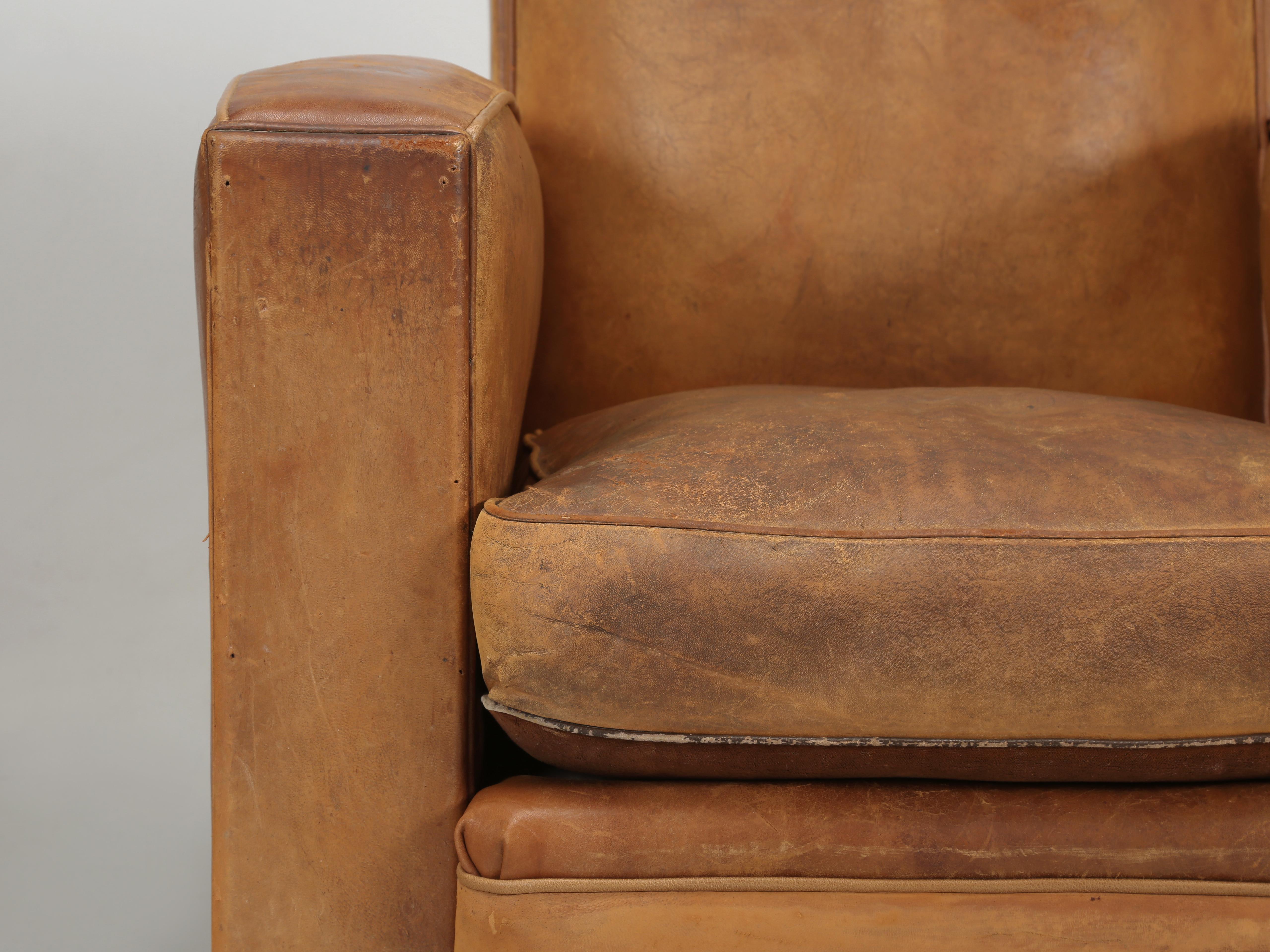 French Leather Club Chairs Restored Internally and Cosmetically Still Original For Sale 4