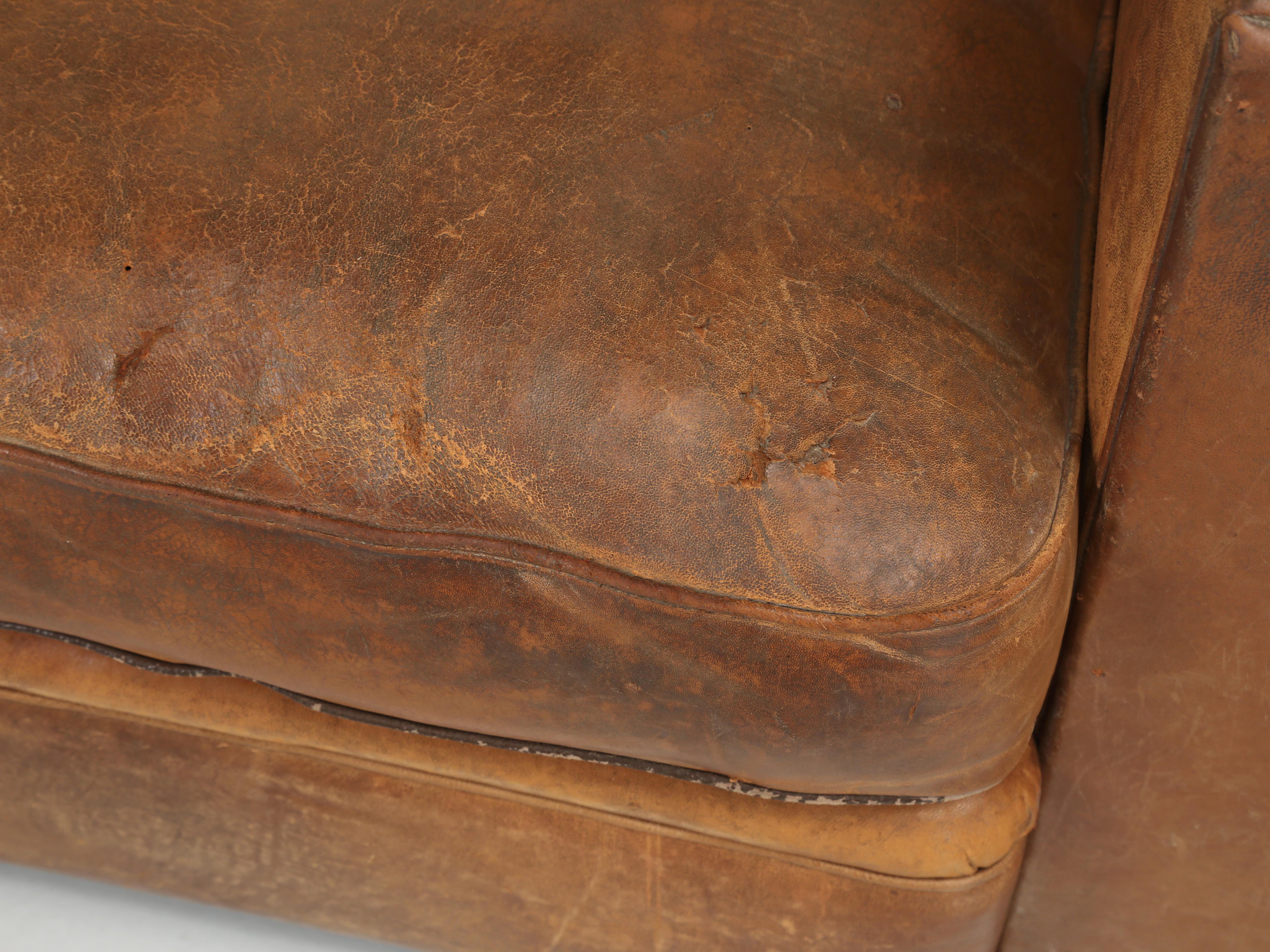 Hand-Crafted French Leather Club Chairs Restored Internally and Cosmetically Still Original For Sale