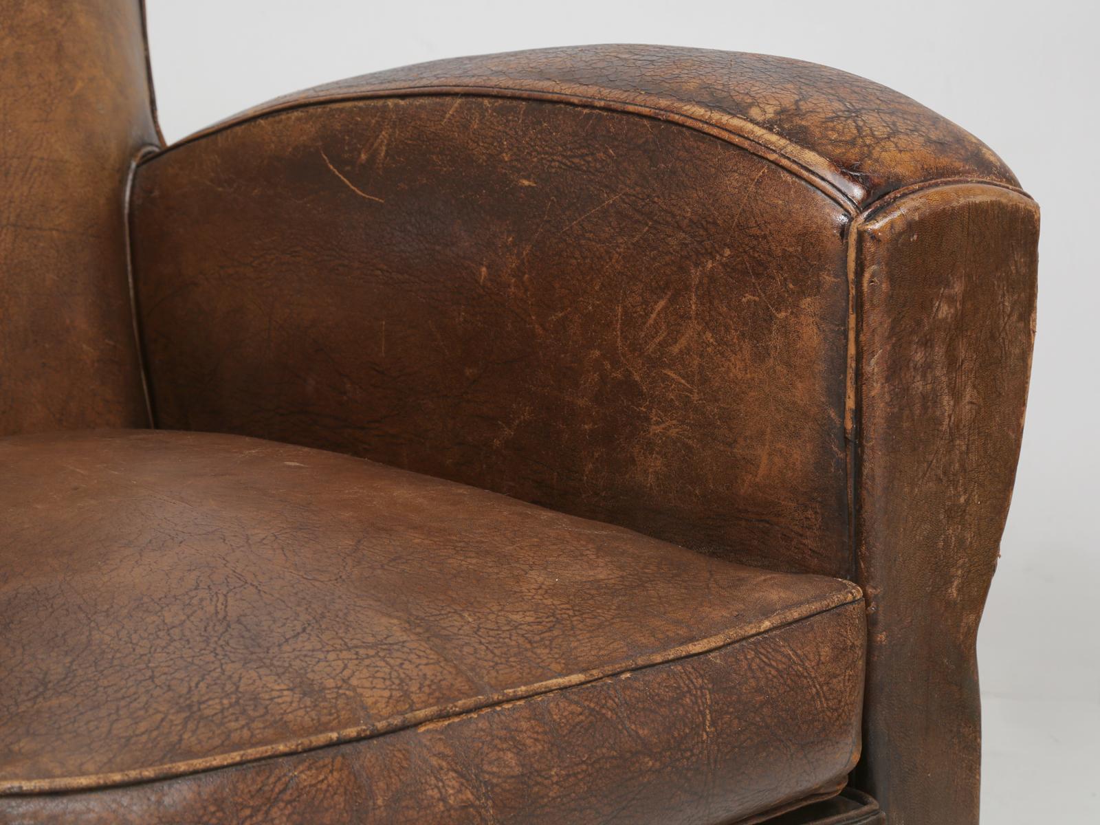 French Leather Club Chairs Restored Internally Cosmetically Original Third Avail 7