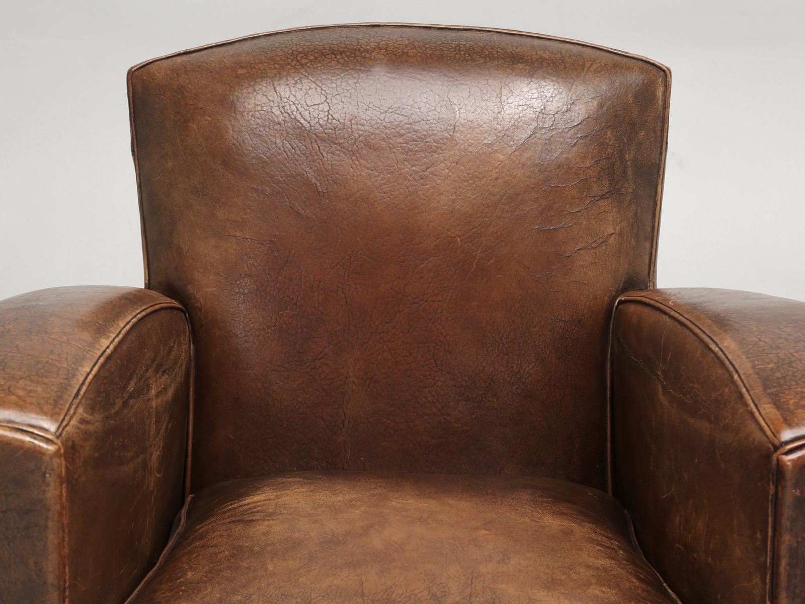 Hand-Crafted French Leather Club Chairs Restored Internally Cosmetically Original Third Avail