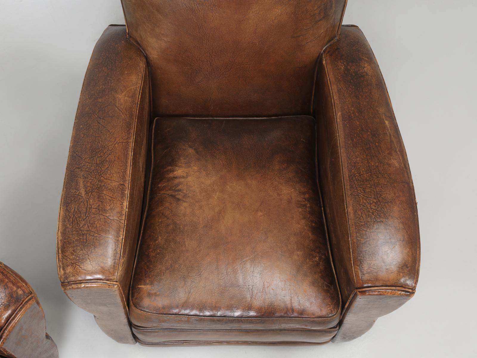 French Leather Club Chairs Restored Internally Cosmetically Original Third Avail 1