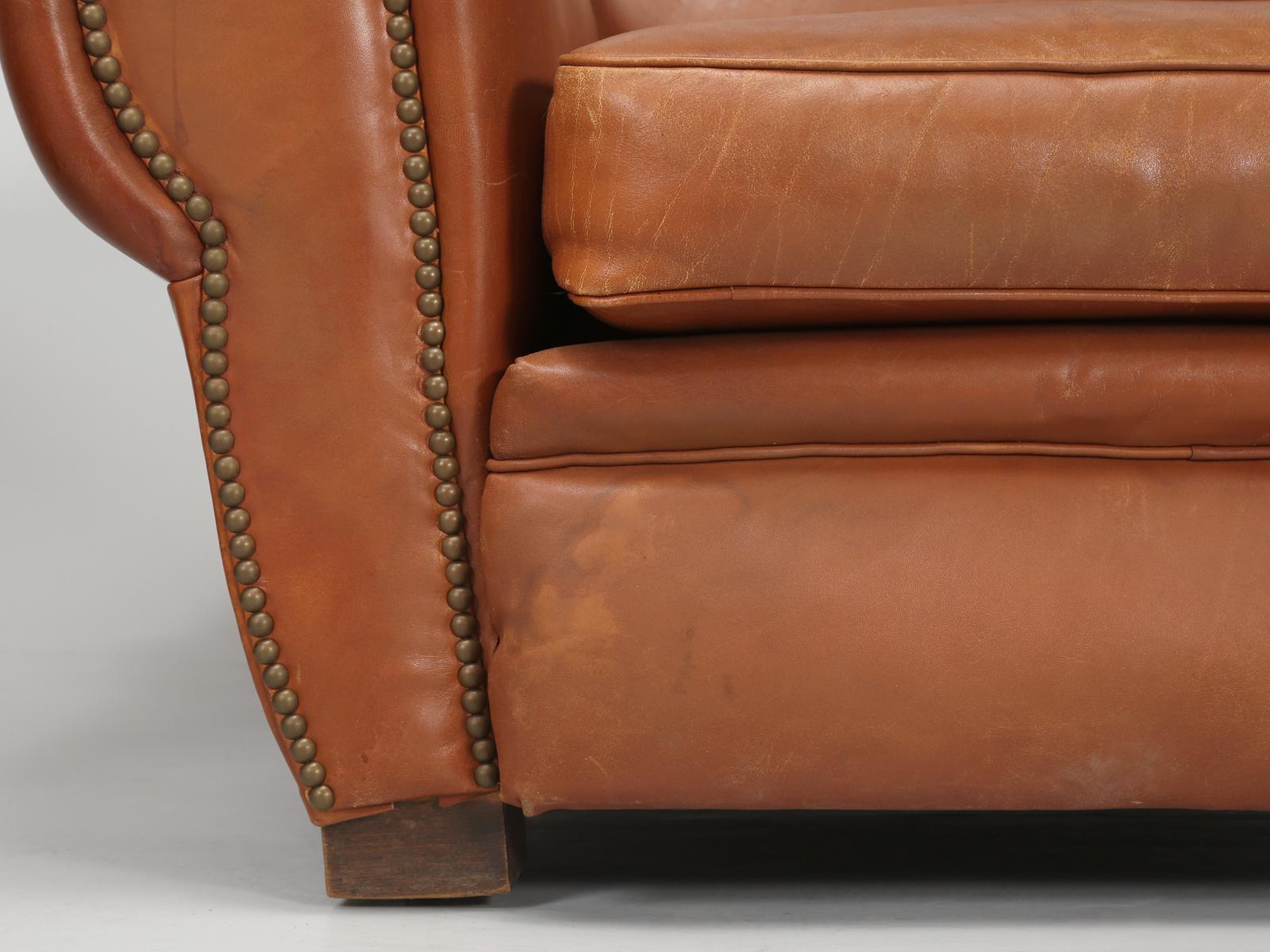 French Leather Club Chairs Restored Internally Original Leather by Tannerie Nory 6