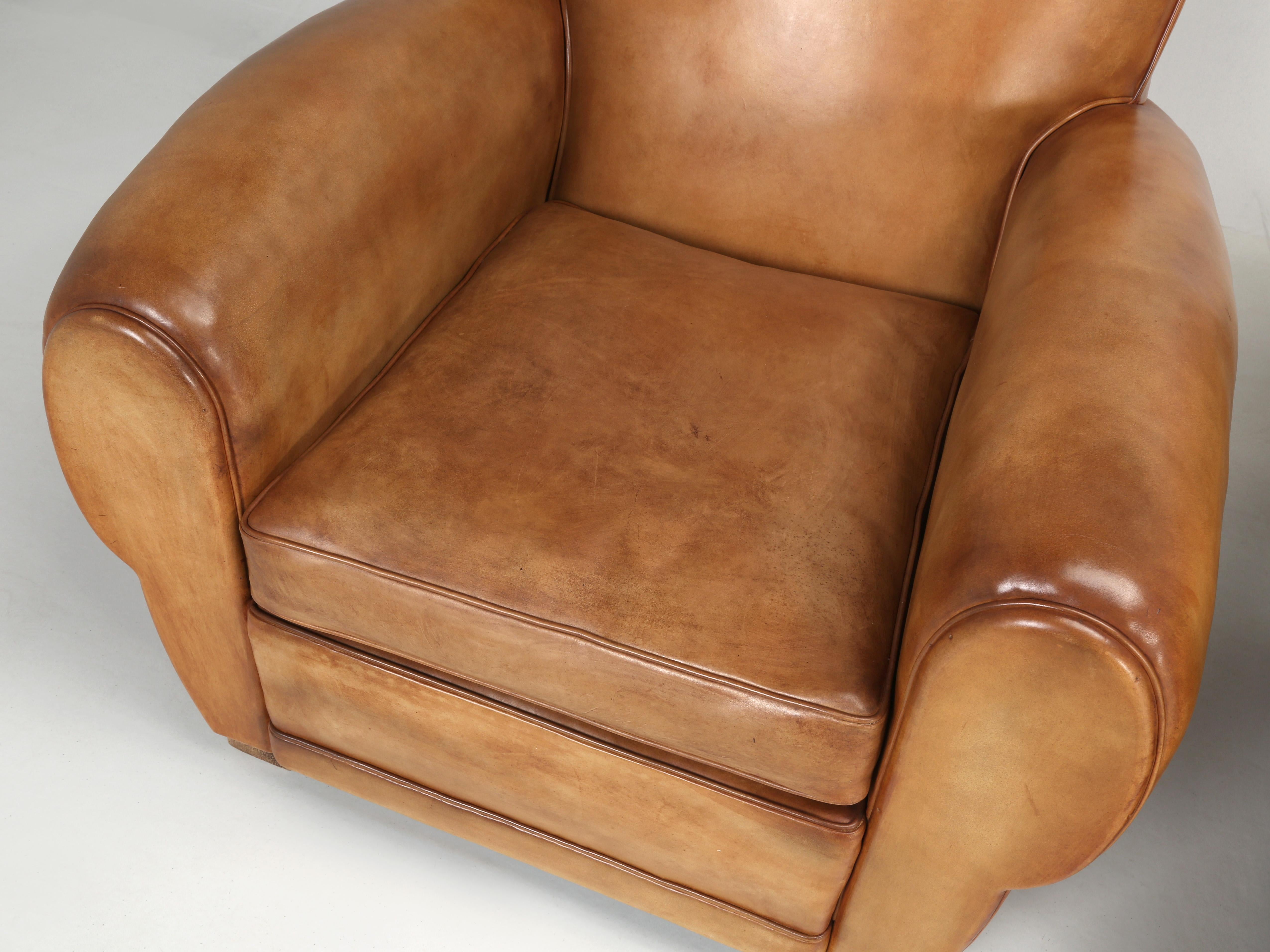 French Leather Club Chairs, Set of '4' Restored with New Leather and Horsehair 1