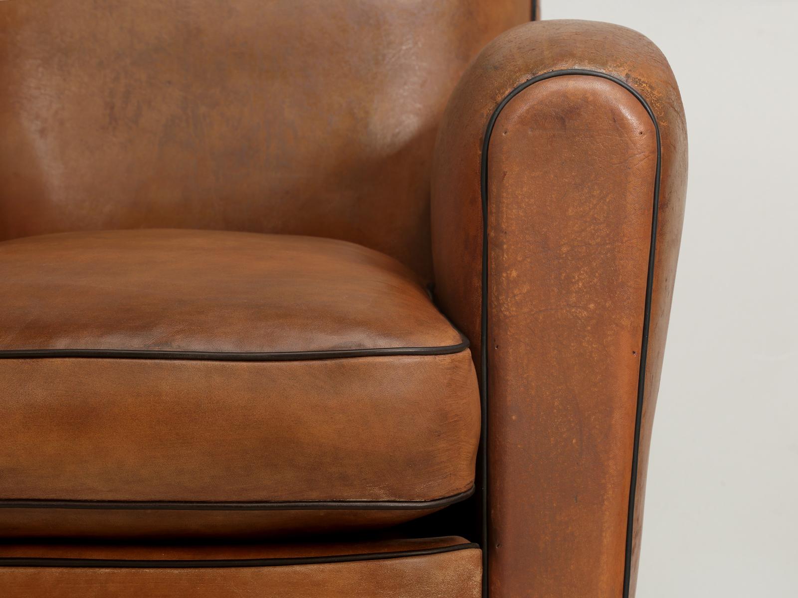 French Leather Club Chairs Thoroughly Restored 8