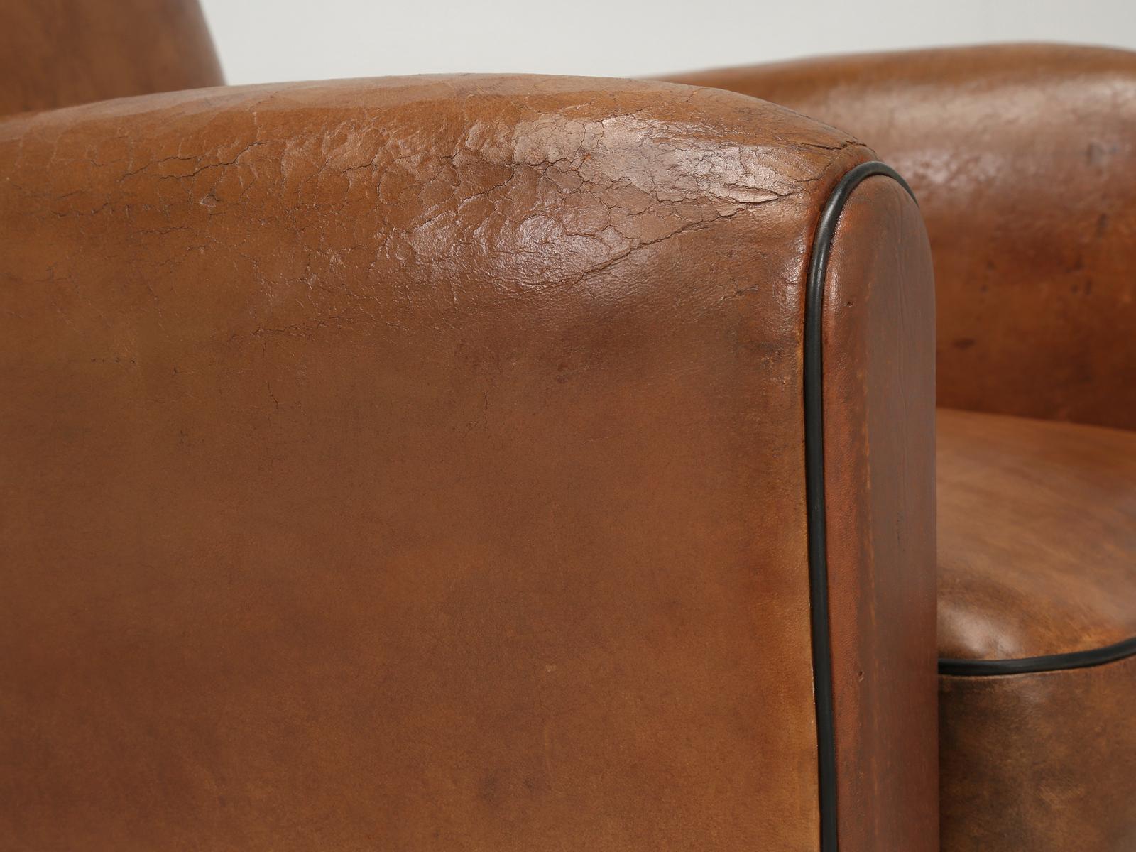 French Leather Club Chairs Thoroughly Restored 10
