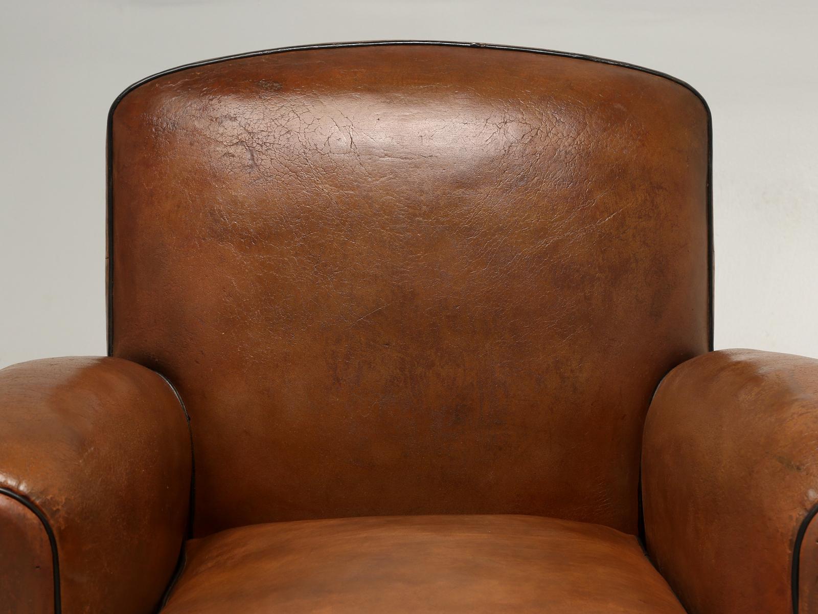 Hand-Crafted French Leather Club Chairs Thoroughly Restored