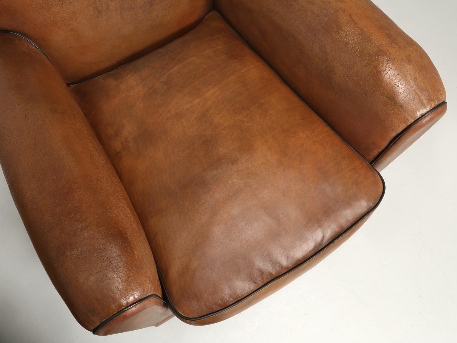 Mid-20th Century French Leather Club Chairs Thoroughly Restored