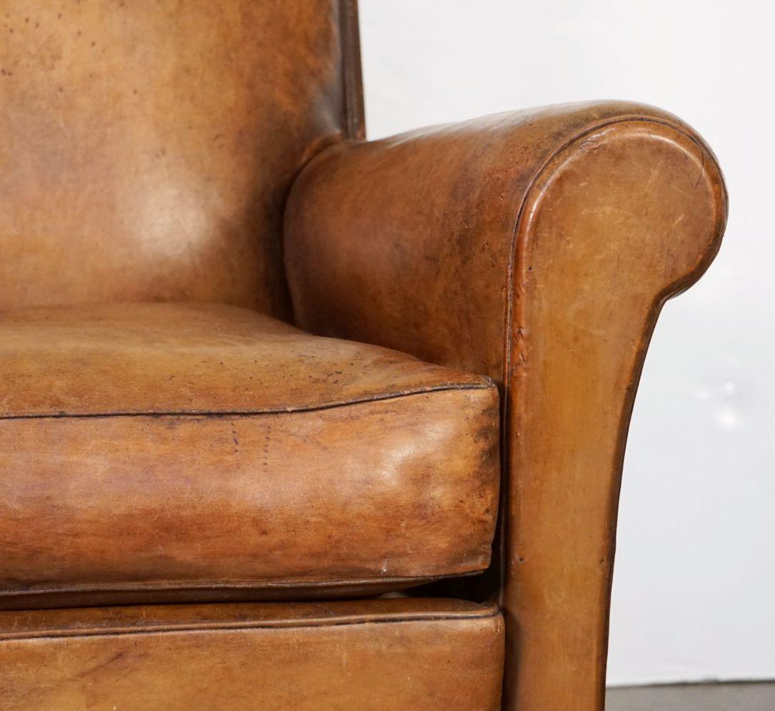 French Leather Club or Lounge Chair from the Art Deco Era For Sale 2