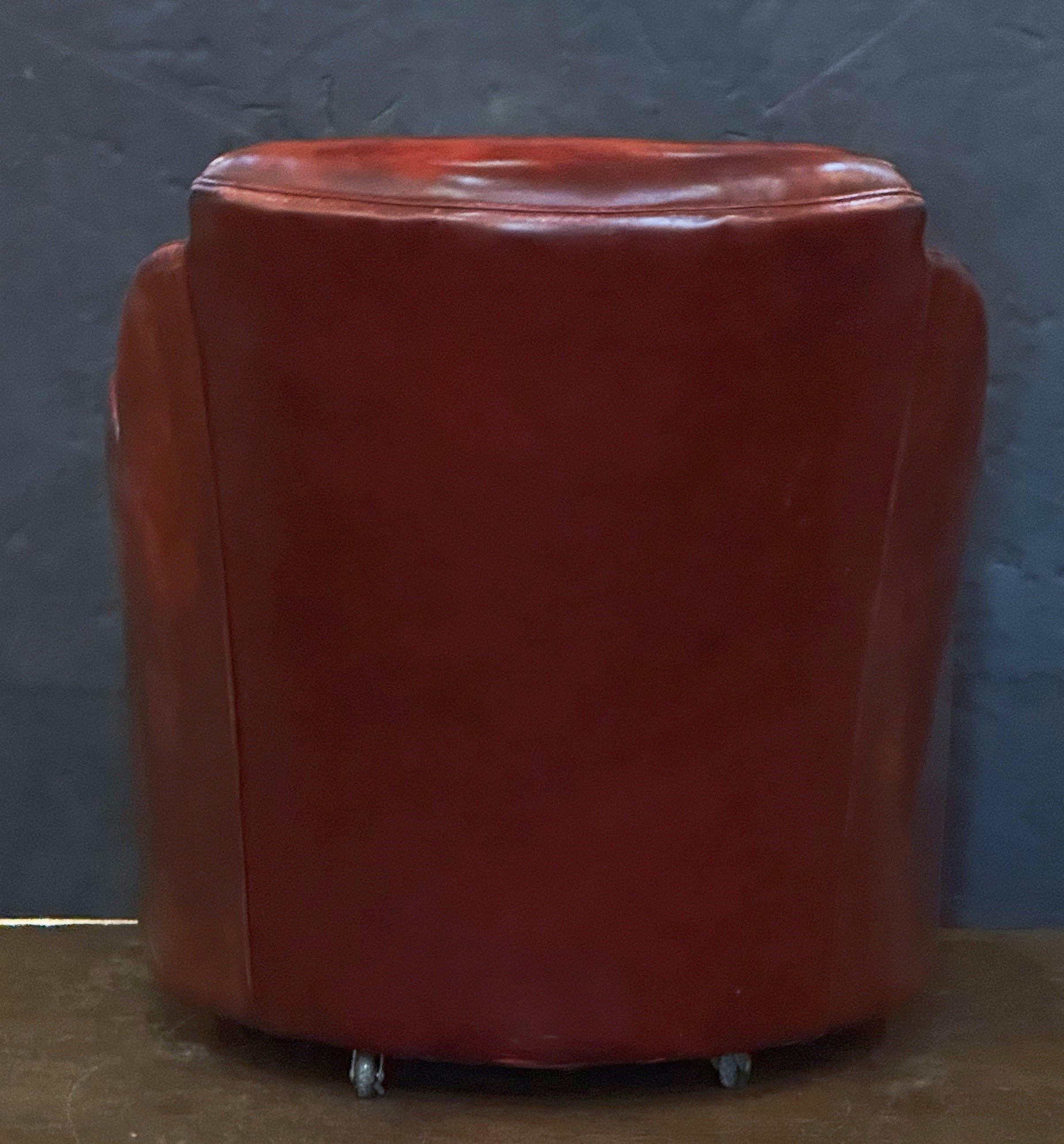 Sillón de cuero francés de la época Art Déco siglo XX en venta