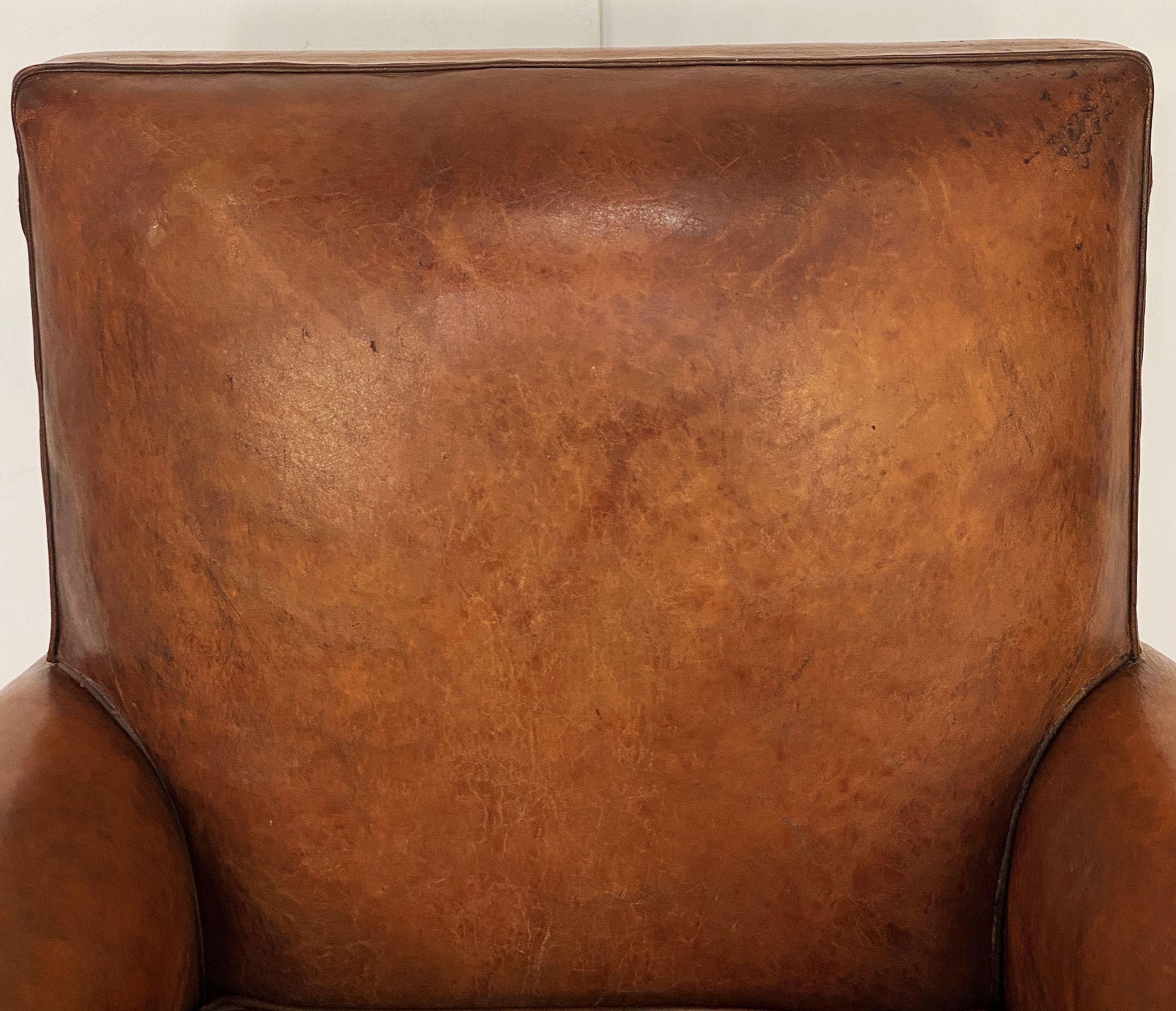 French Leather Club or Lounge Chairs from the Art Deco Era - Two Available 9