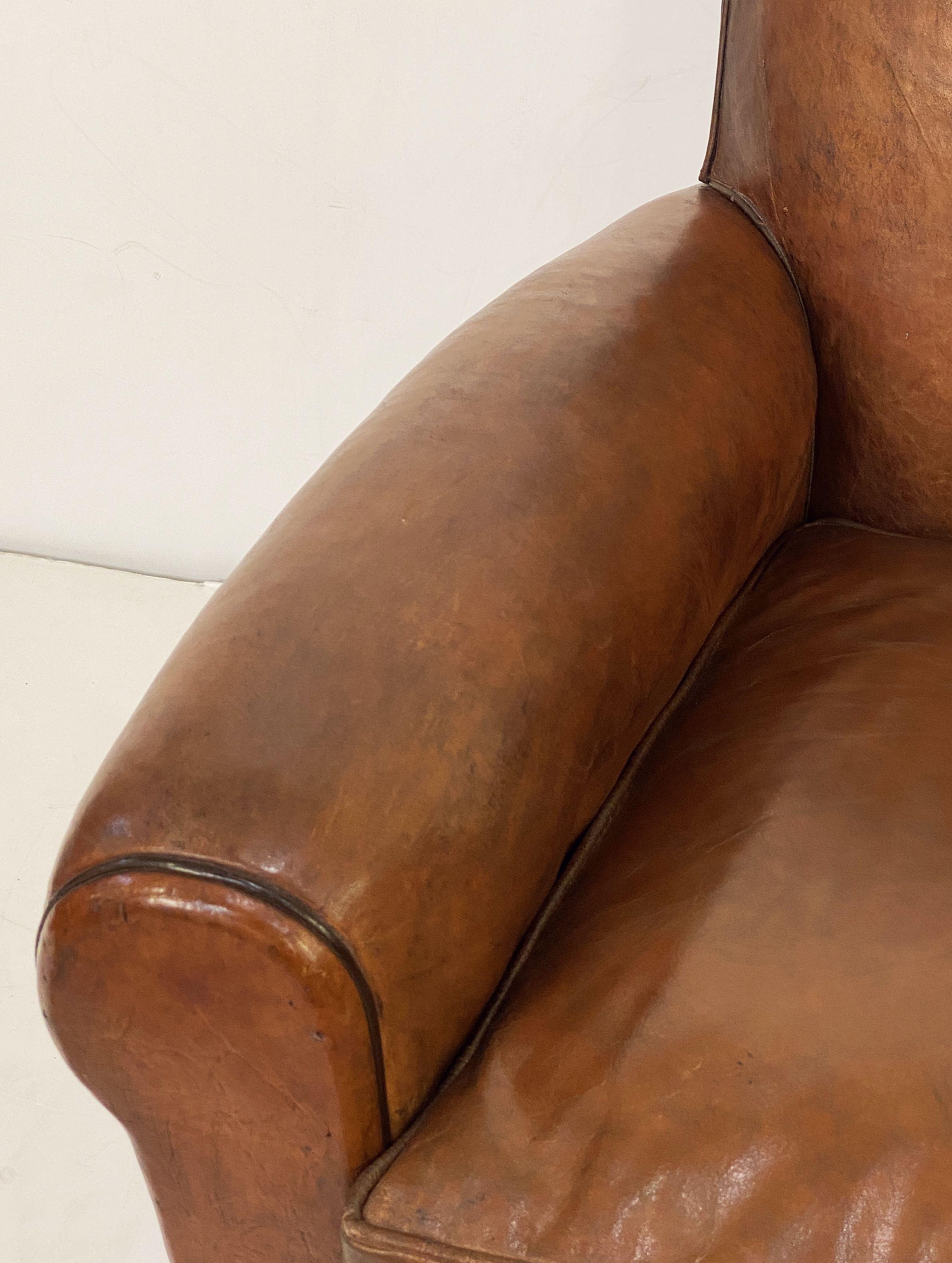 French Leather Club or Lounge Chairs from the Art Deco Era - Two Available 11