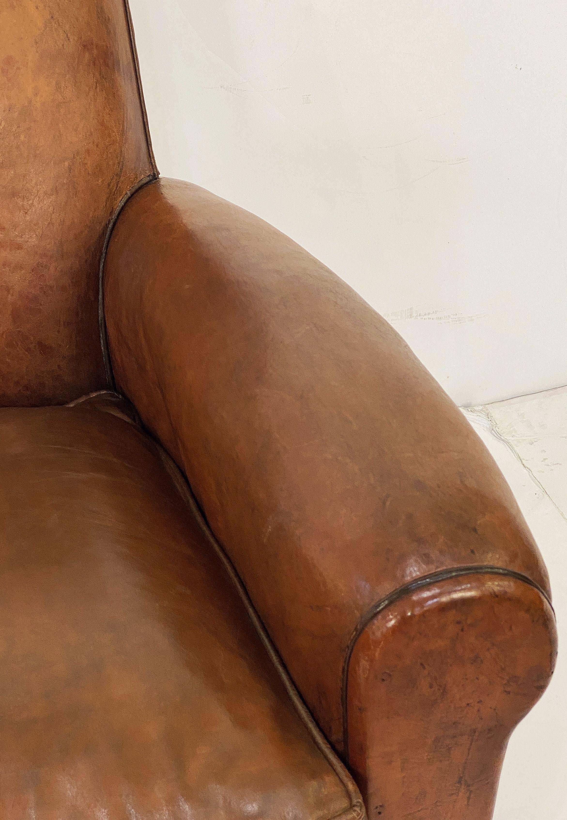 French Leather Club or Lounge Chairs from the Art Deco Era - Two Available 12