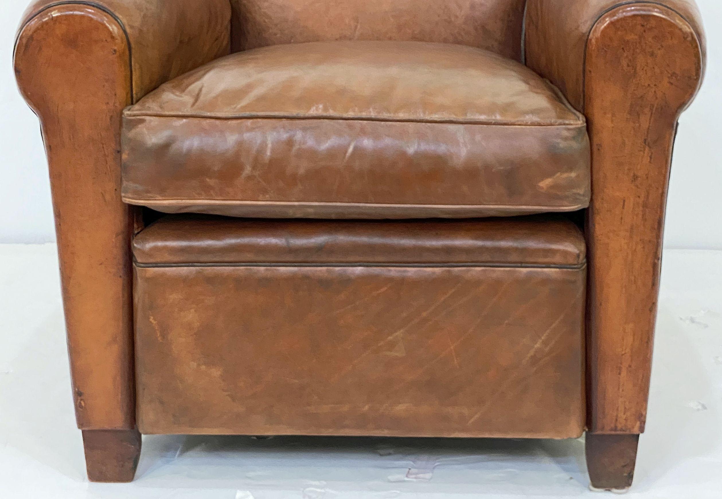 French Leather Club or Lounge Chairs from the Art Deco Era - Two Available 13