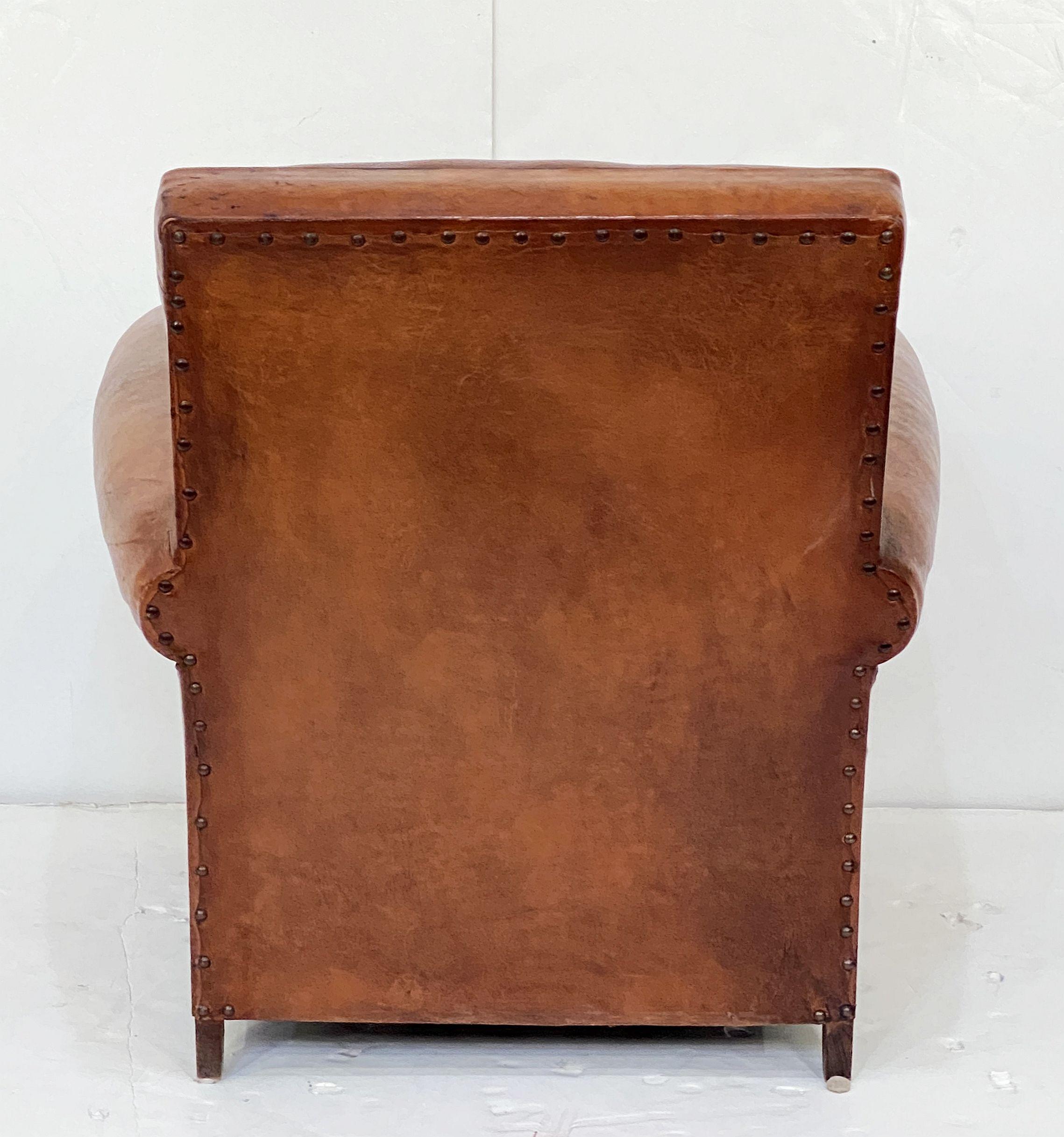 French Leather Club or Lounge Chairs from the Art Deco Era - Two Available 2
