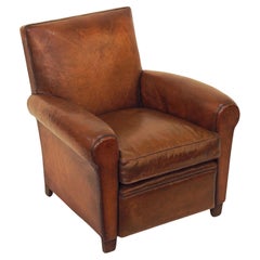 French Leather Club or Lounge Chairs from the Art Deco Era - Two Available