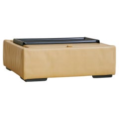 French Leather Coffee Table with Storage by Ligne Roset, 1970s