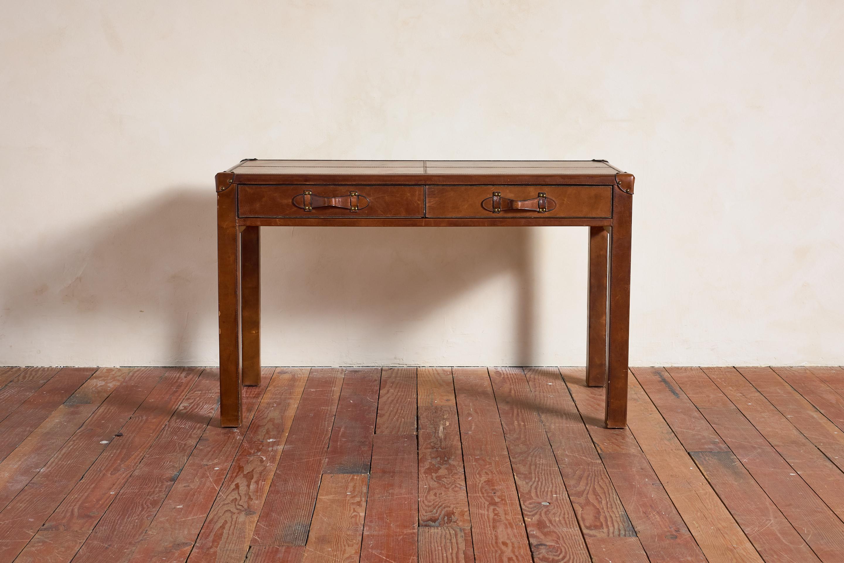 Contemporary French Leather Desk For Sale