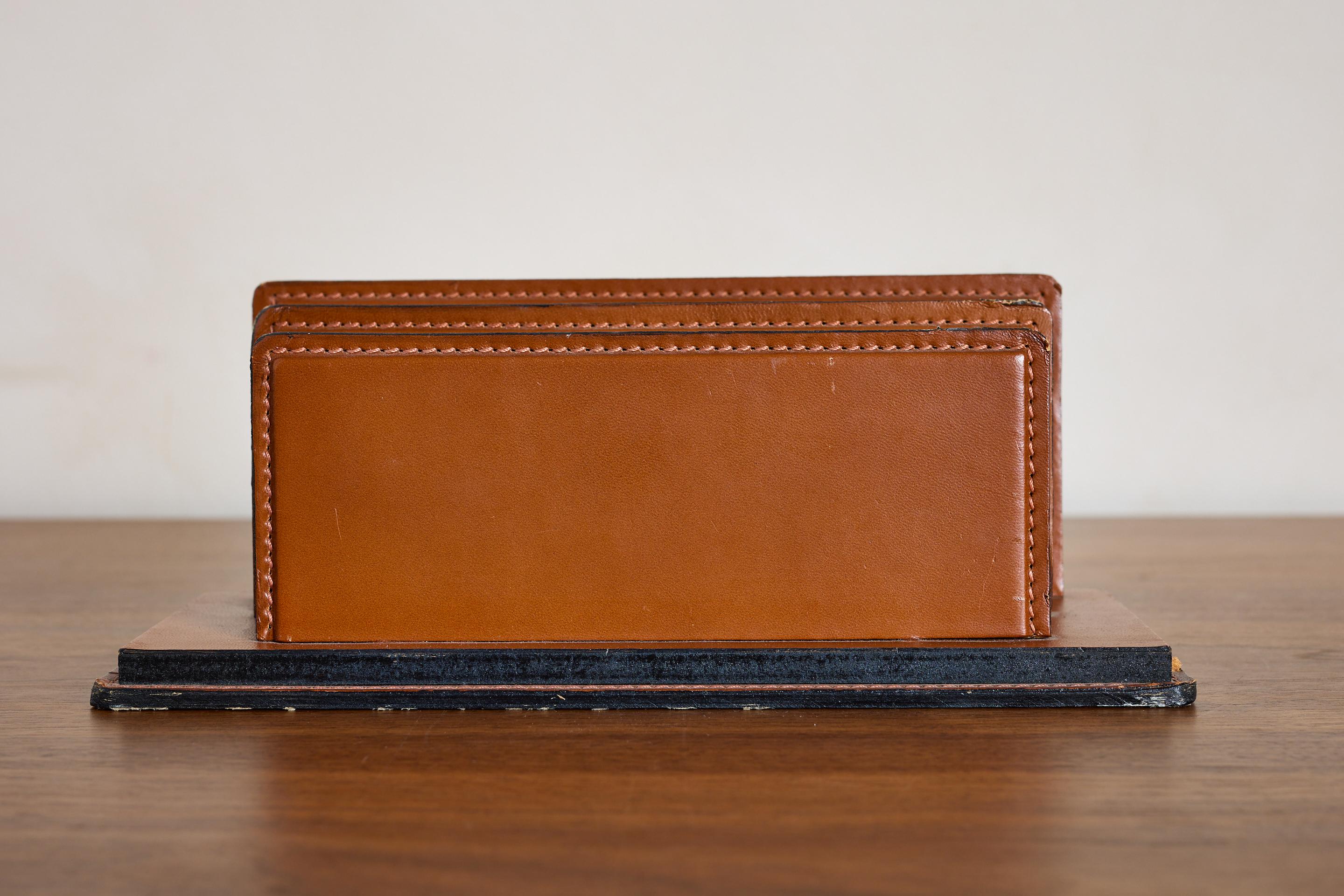 Französischer Leder-Schreibtisch-Organizer von Le Tanneur im Angebot 5