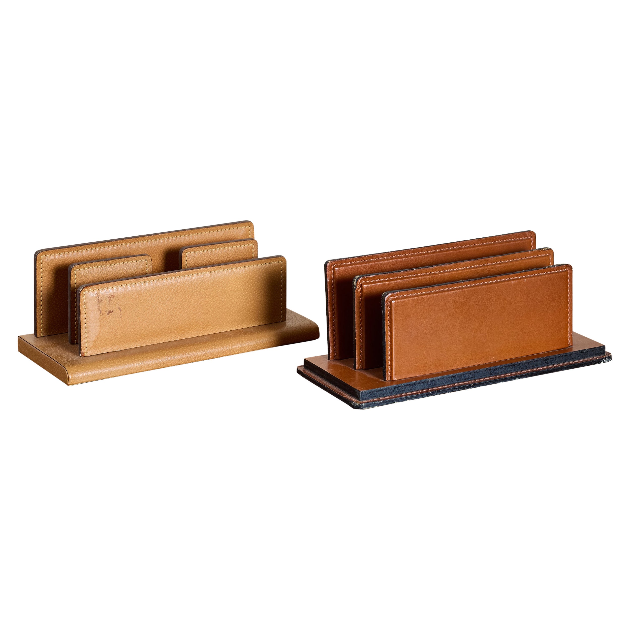 Französischer Leder-Schreibtisch-Organizer von Le Tanneur im Angebot