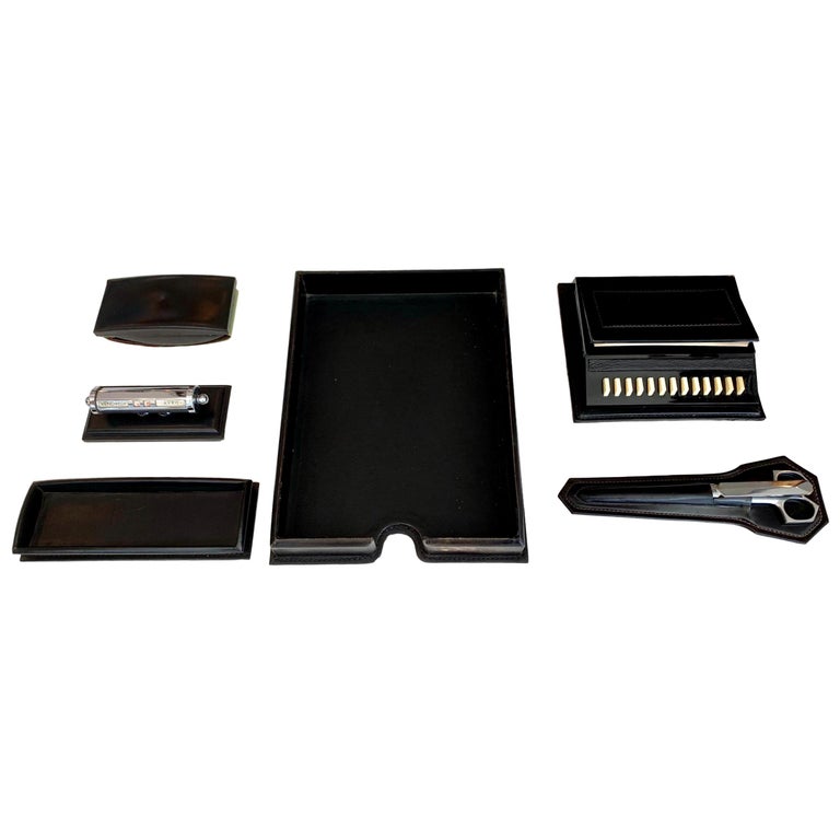 French Leather Desk Set by Le Tanneur For Sale at 1stDibs