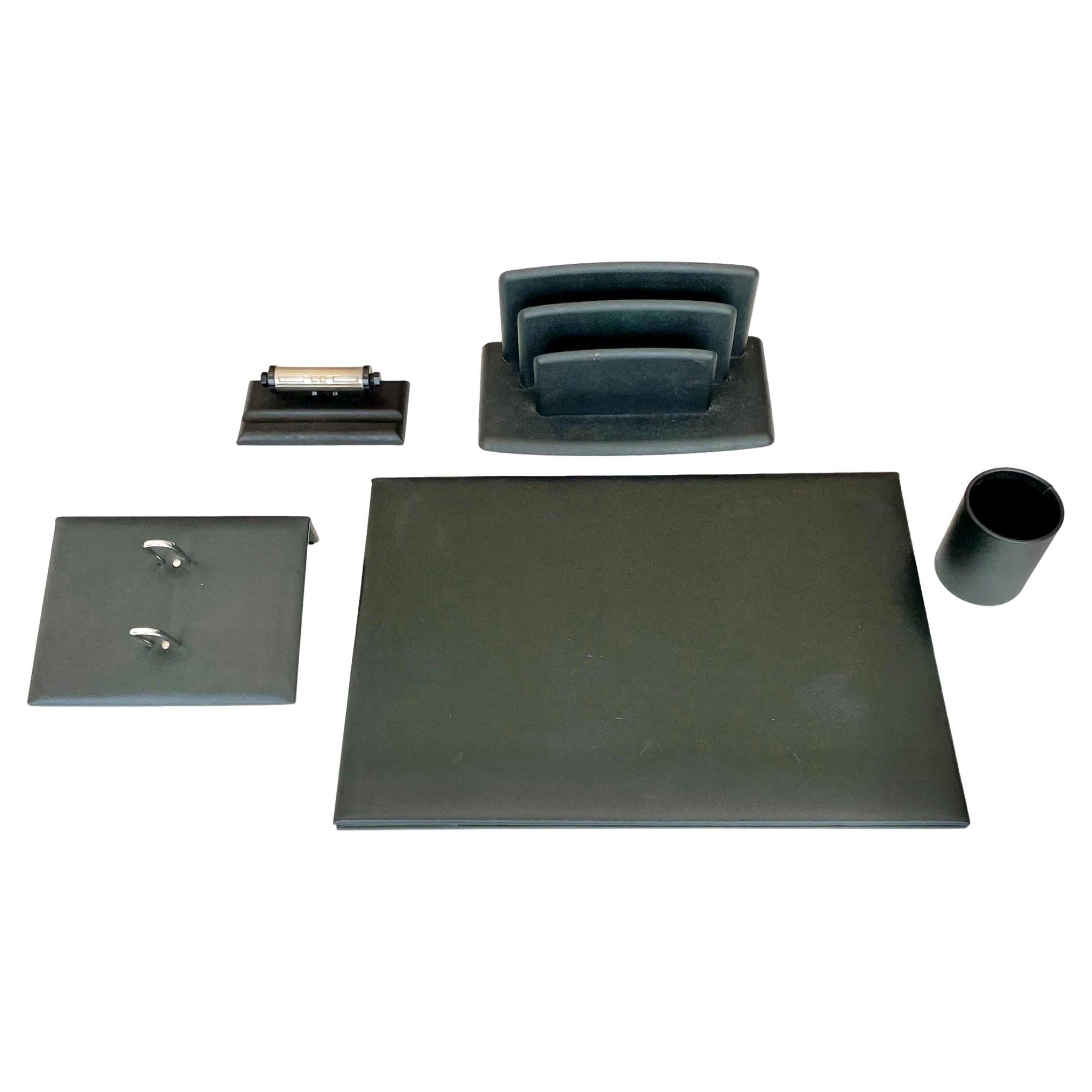French Leather Desk Set by Le Tanneur For Sale