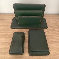 French Leather Desk Set in the Style of Jacques Adnet