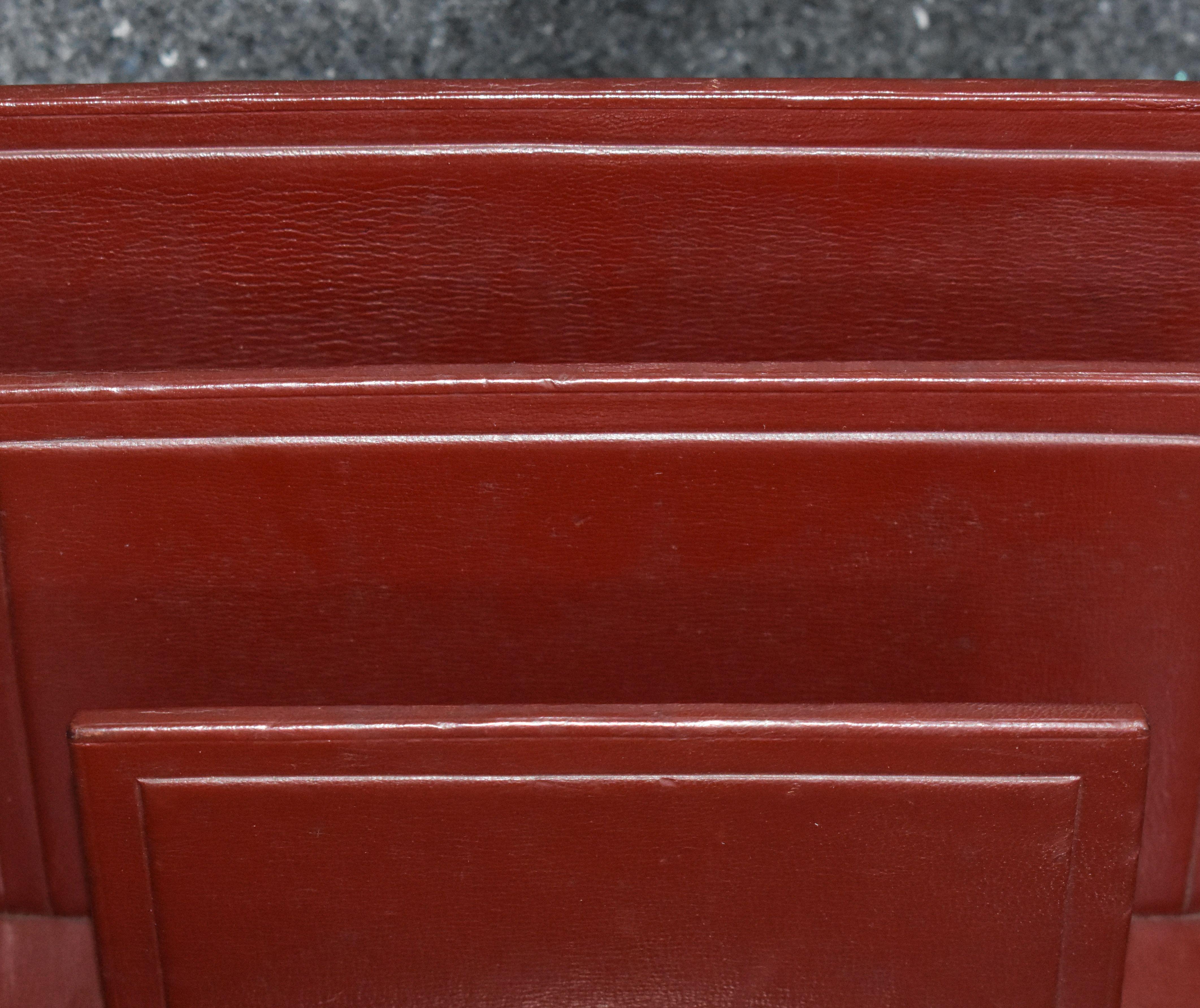Mid-Century Modern French Leather Desktop Letter Holder For Sale