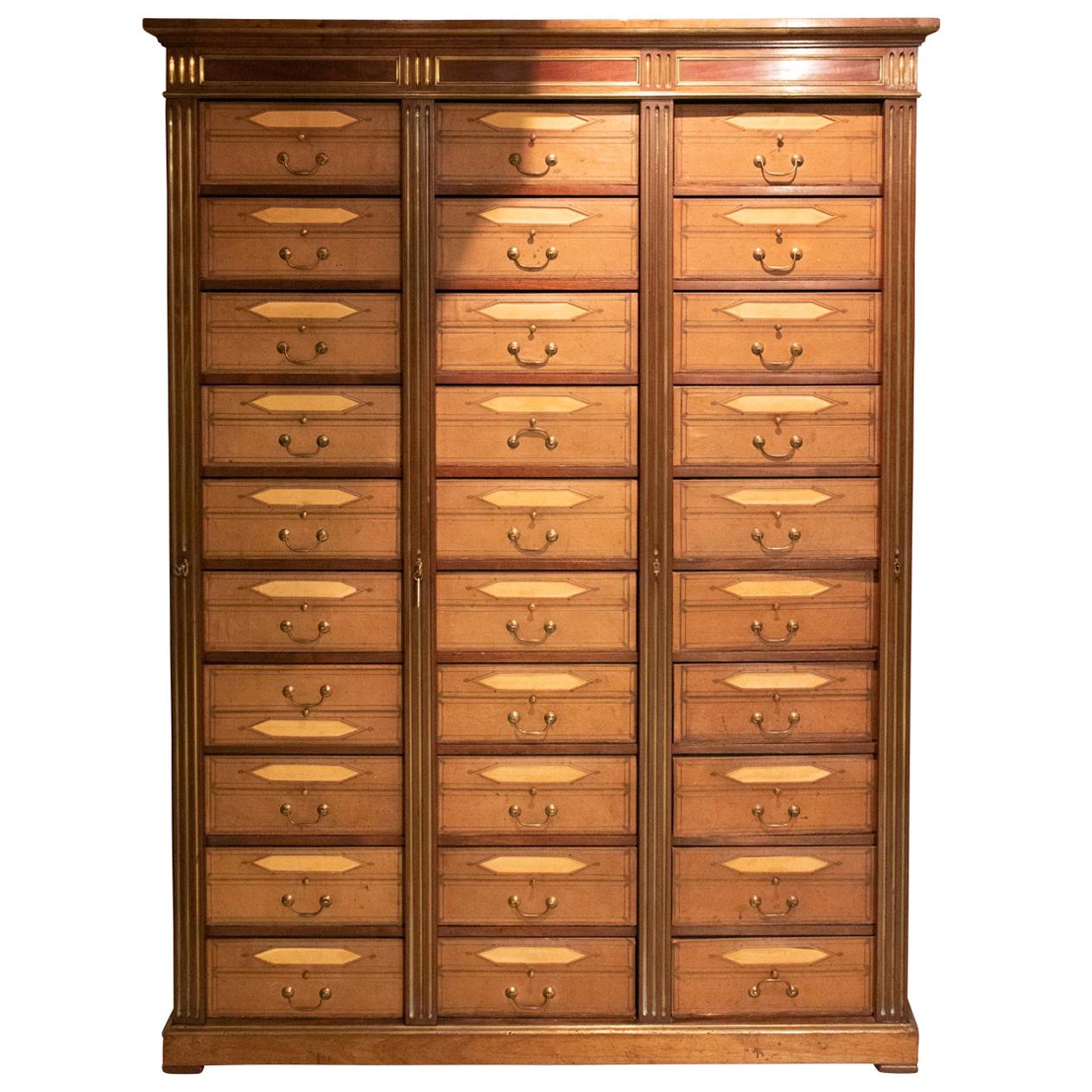 French Leather Drawer Storage Cabinet