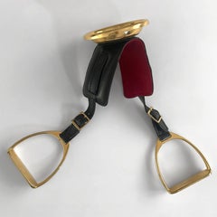 French Leather Equestrian Armrest Ashtray