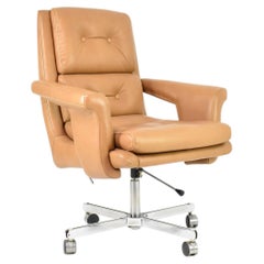 French Leather Executive Chair Attributed to Raphaël Raffel for Apelbaum, 1970s
