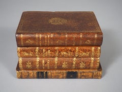 French Leather Faux Book Stack Cave a Liqueur, Circa 1900