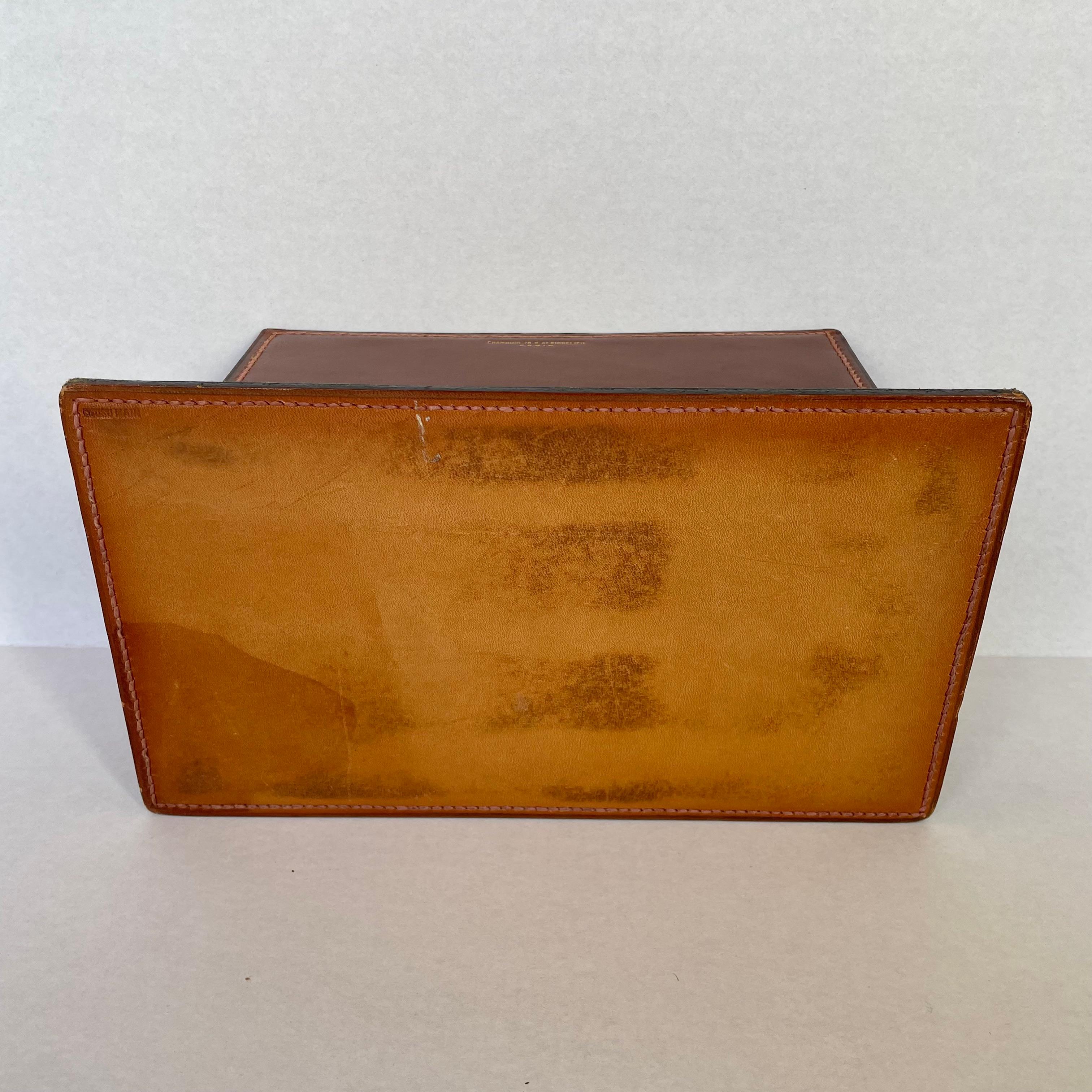 French Leather Mail Holder in the style of Jacques Adnet 5