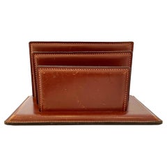 French Leather Mail Holder in the style of Jacques Adnet