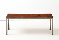 French Leather & Metal Coffee Table, France, C. 1950’s