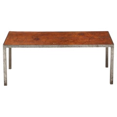 French Leather & Metal Coffee Table, France, C. 1950’s